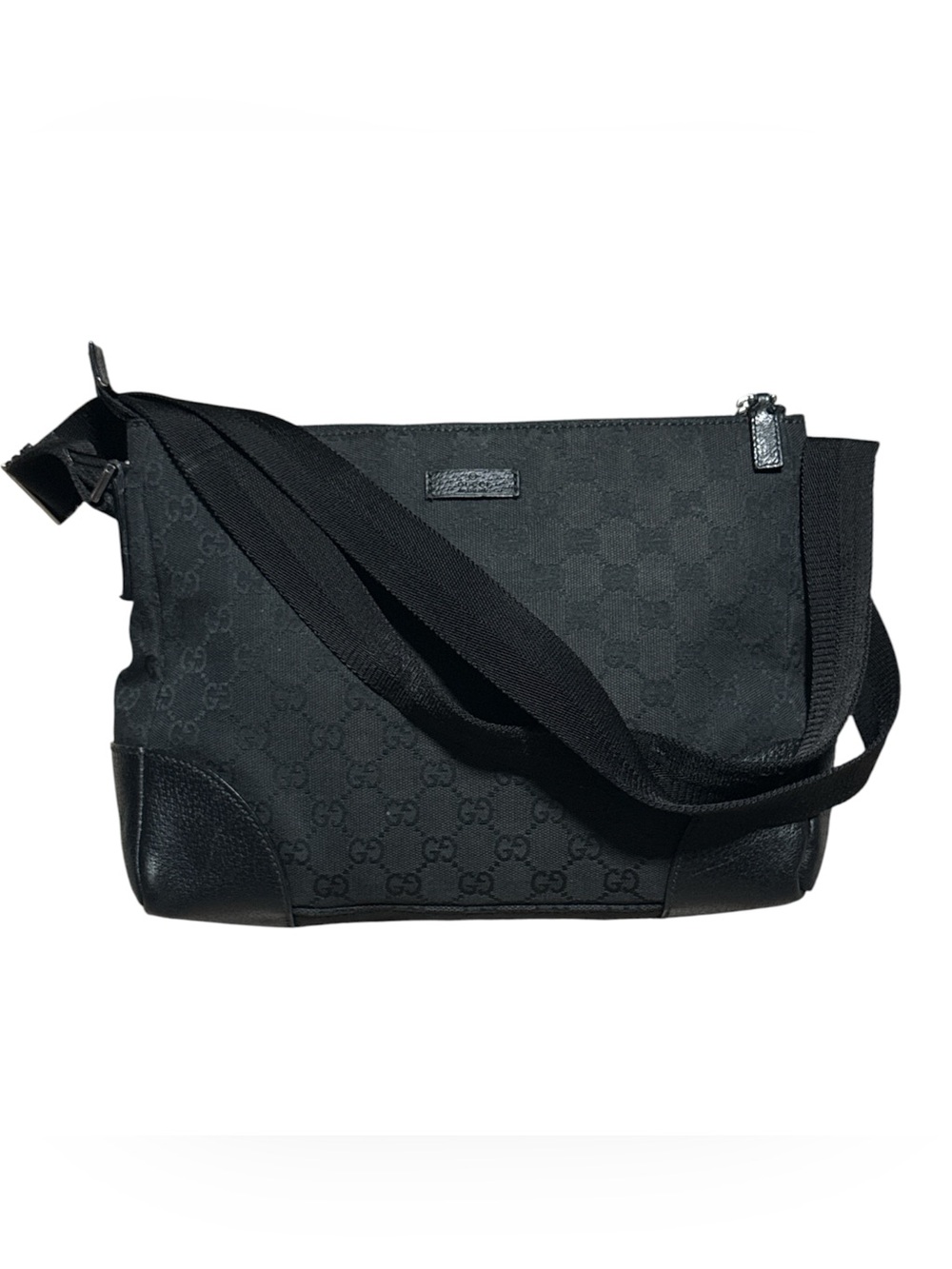 Gucci Black GG Canvas Messenger Bag Good Condition- Unisex